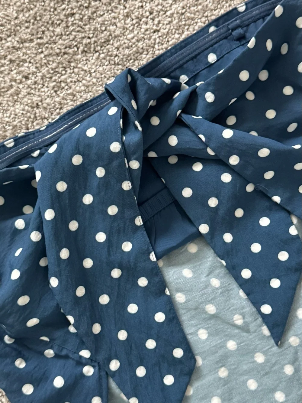 Abercrombie Navy Polka Dot Bandana Tie Strapless Top